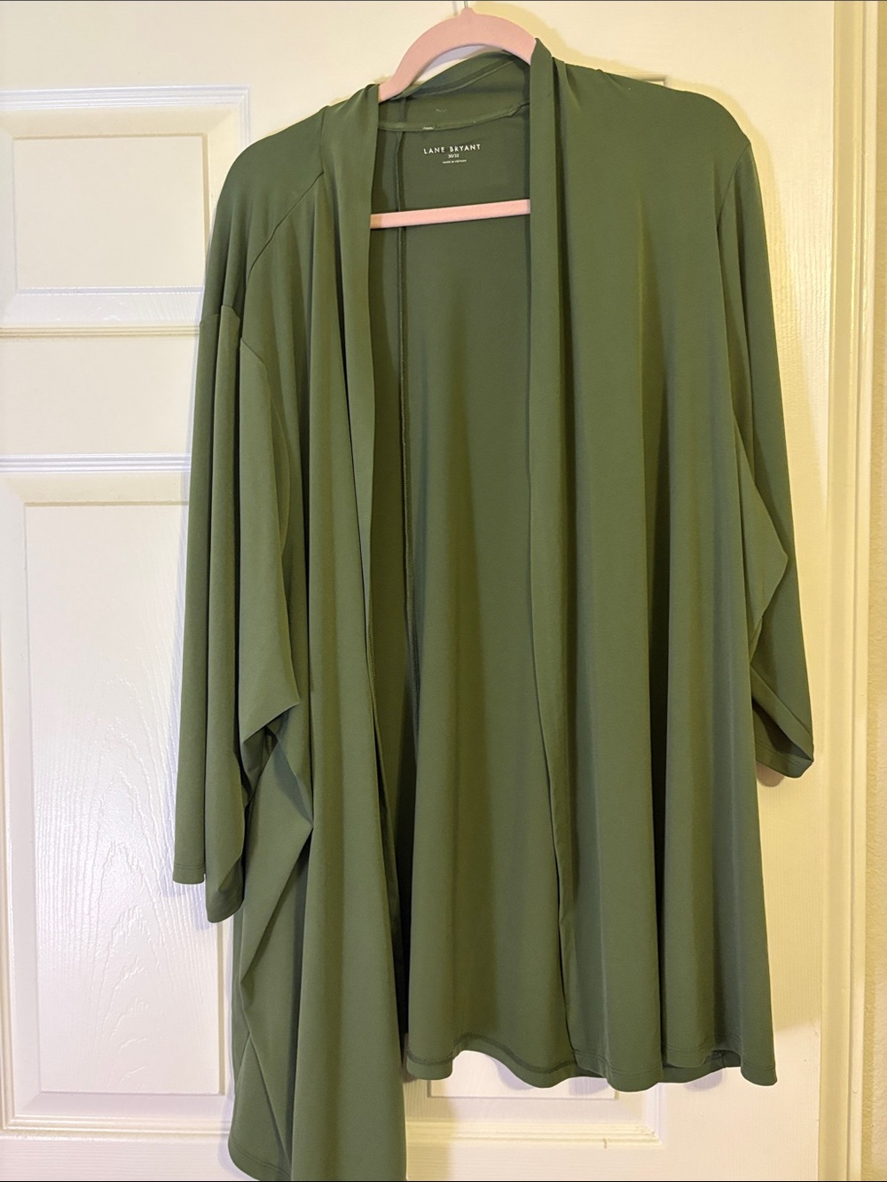 Lane Bryant Olive Draped Open-Front Kimono